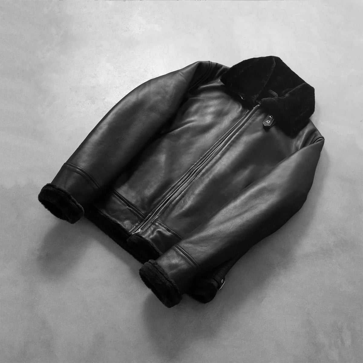 Francis B-3 ブラック レザーボンバージャケット メンズ – alternate product view 7
