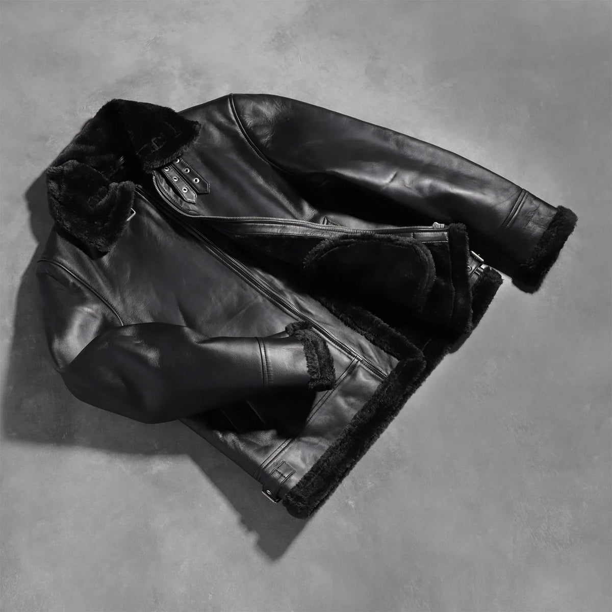 Francis B-3 ブラック レザーボンバージャケット メンズ – alternate product view 8