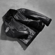 Francis B-3 ブラック レザーボンバージャケット メンズ – alternate product view 8