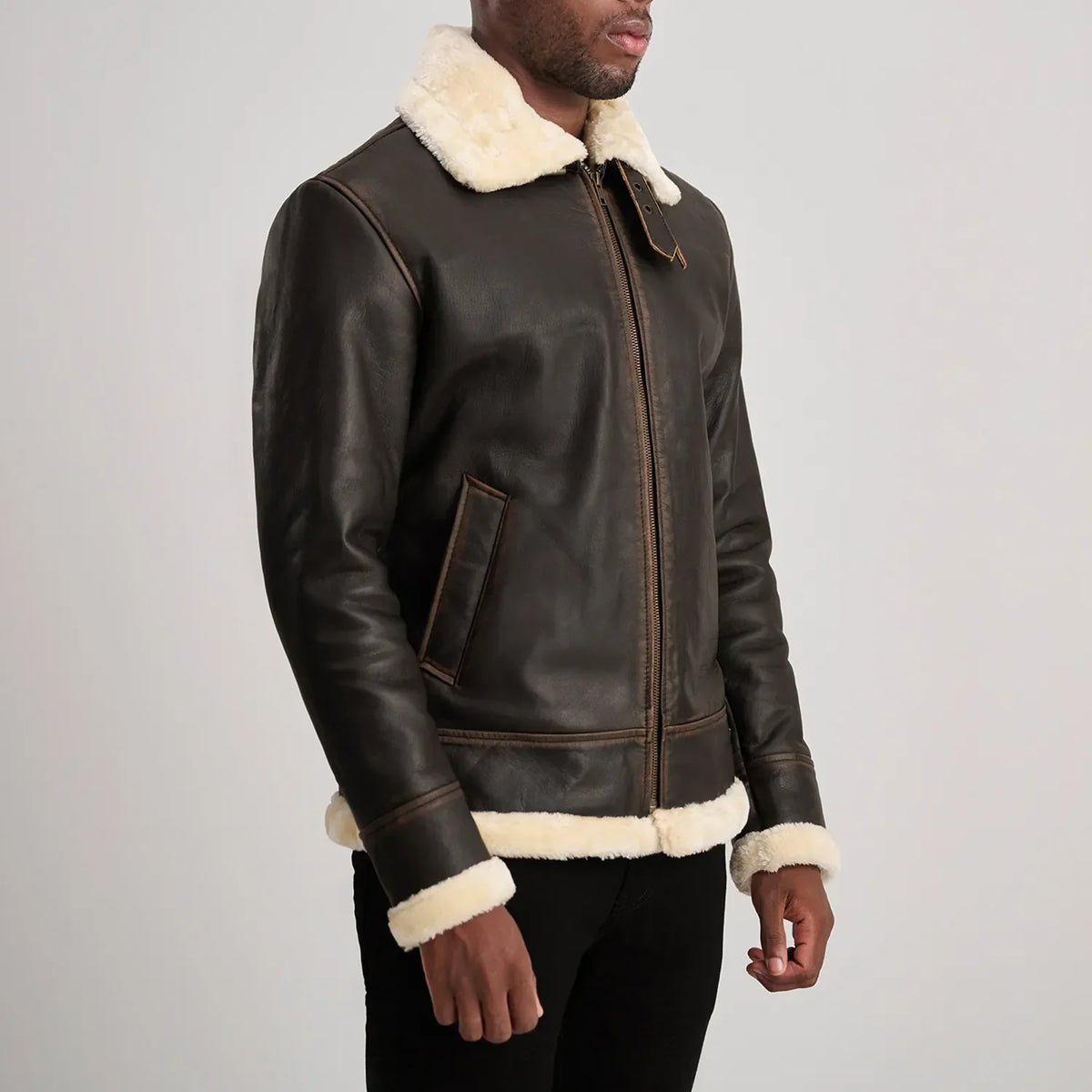 Francis B-3 ブラック レザーボンバージャケット メンズ – alternate product view 2