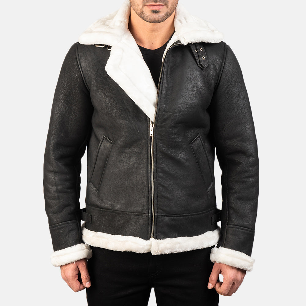 Francis B-3 ブラック レザーボンバージャケット メンズ – alternate product view 1