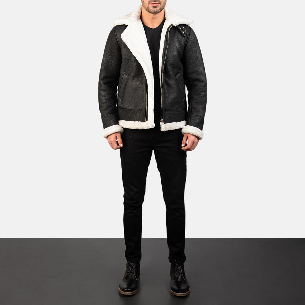 Francis B-3 ブラック レザーボンバージャケット メンズ – alternate product view 3