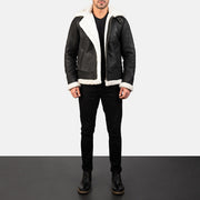 Francis B-3 ブラック レザーボンバージャケット メンズ – alternate product view 3