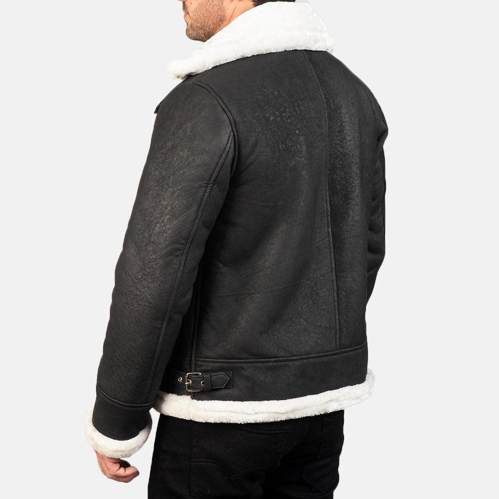 Francis B-3 ブラック レザーボンバージャケット メンズ – alternate product view 5