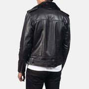 
クローズアップ詳細 of Notch with Removable Fur & Zipper with Waist belt Hardware on Furton Black Leather Biker Jacket