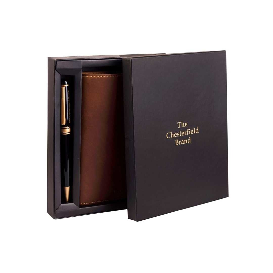 
クローズアップ詳細 of Classic Collar & Heavy-Duty Zipper Hardware on Giftset Leather Writing Case and Pen (Passport holder)