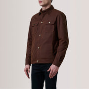 Irwin ブラウン Waxed Canvas Field レザージャケット メンズ For Men - Lateral Side Profile View Showing Sleeve Cut &amp; Athletic Taper Fit