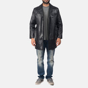 Men's Jordan ブラック レザーコート メンズ - Lateral Side Profile View Showing Sleeve Cut &amp; Athletic Taper Fit