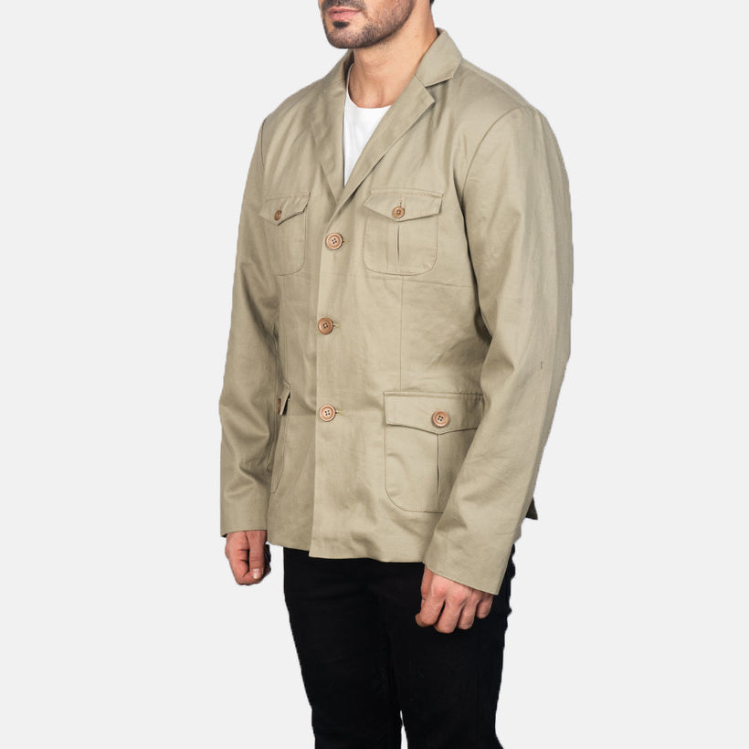 Kajetan Beige Safari レザージャケット メンズ