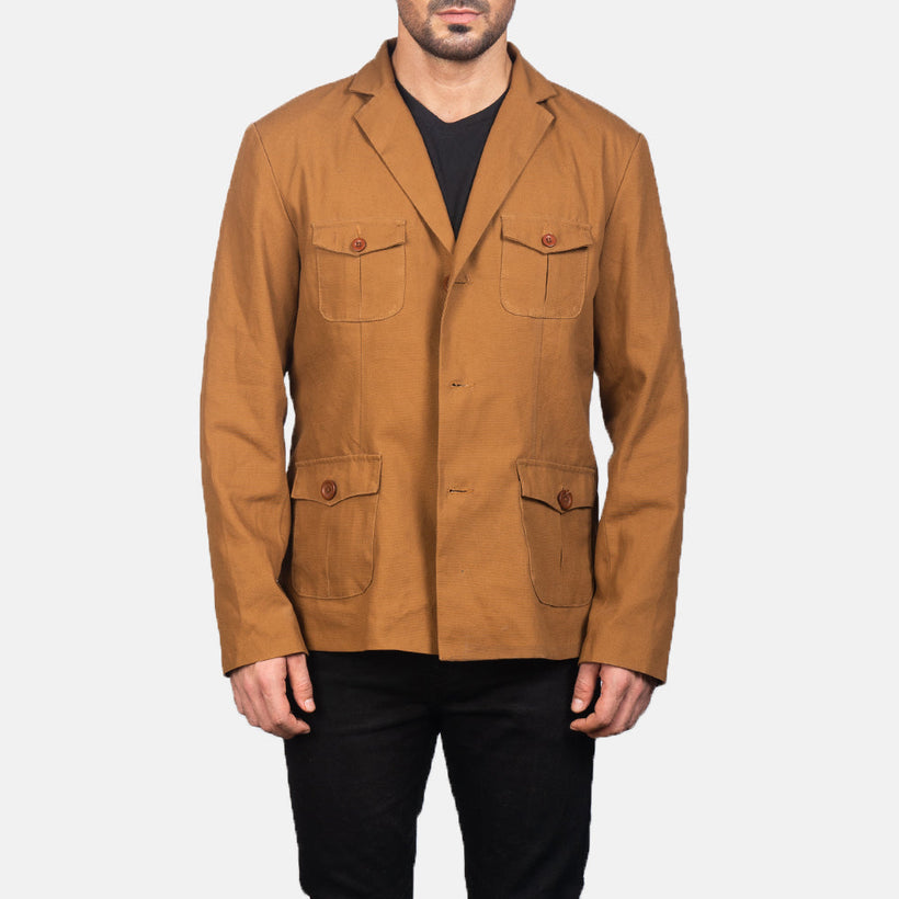 Kajetan Khaki Safari レザージャケット メンズ