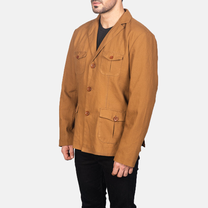 Kajetan Khaki Safari レザージャケット メンズ