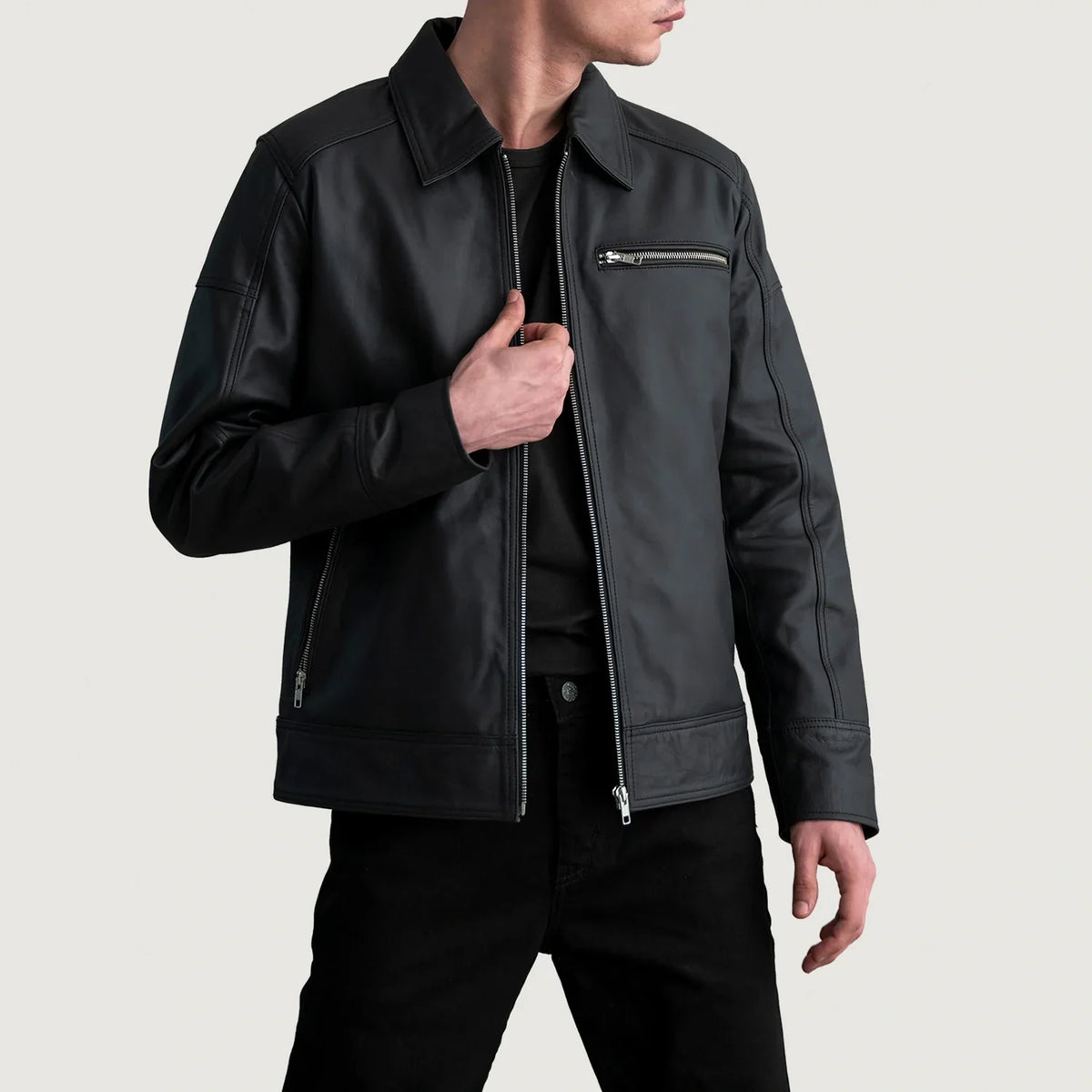 Lavendard レザーライダースジャケット メンズ – alternate product view 1