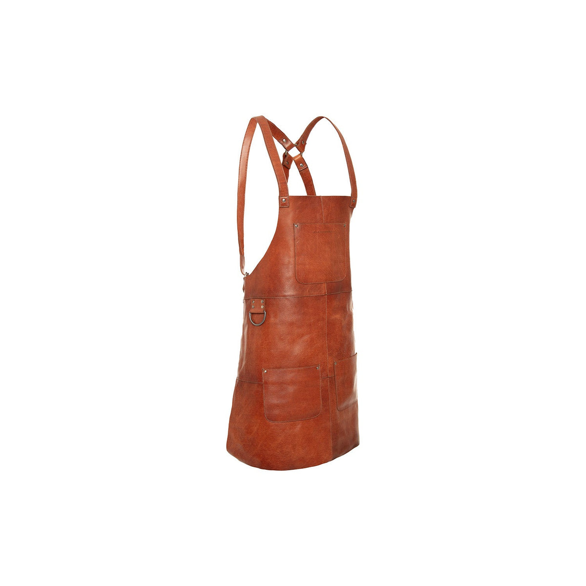 Leather Apron Churrasco レディース in Classic 100% Full-Grain Leather - Front Profile View &amp; Tailored Silhouette | Buy Online