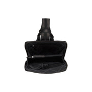 Amanda Full-Grain Leather Backpack レディース - Structured Side Profile Showing Gusset Depth &amp; Expansion Capacity