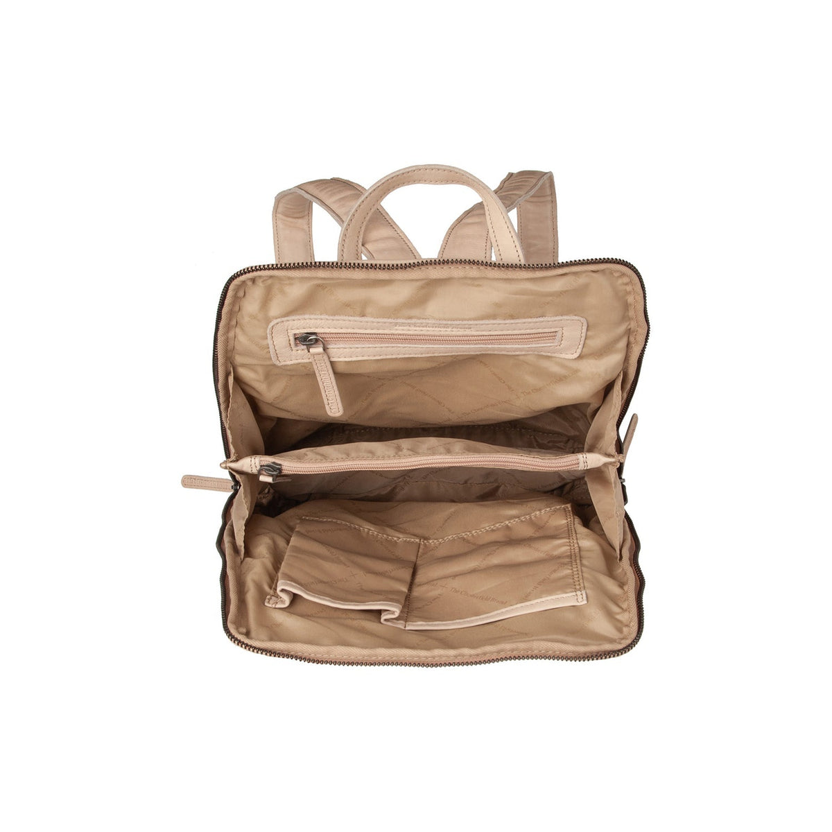 Solid Antique Brass Hardware &amp; Heavy-Duty Dual Zipper Detail on Bern Full-Grain Leather Backpack レディース