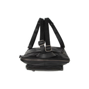 Floran Full-Grain Leather Backpack レディース - Structured Side Profile Showing Gusset Depth &amp; Expansion Capacity