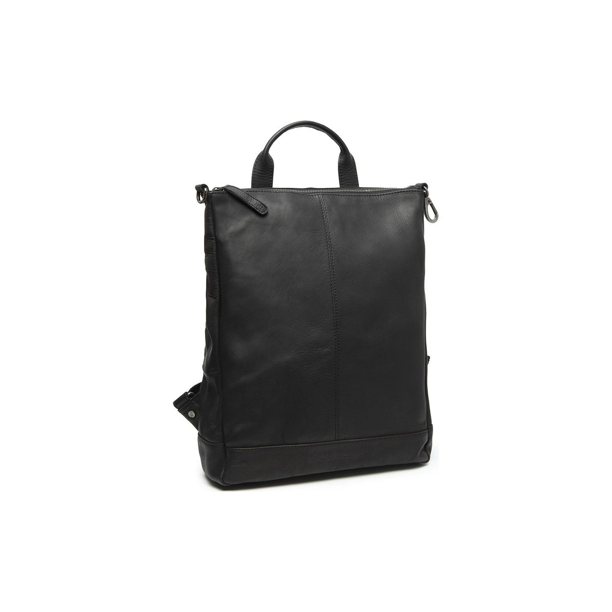 Manchester Full-Grain Leather Backpack レディース - Structured Side Profile Showing Gusset Depth &amp; Expansion Capacity