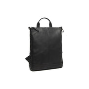 Manchester Full-Grain Leather Backpack レディース - Structured Side Profile Showing Gusset Depth &amp; Expansion Capacity