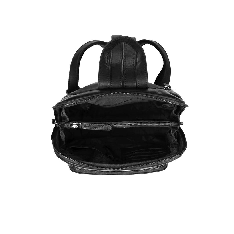 Classic 100% Full-Grain leather Backpack - Rear Perspective Showing Reinforced Leather Straps & Stitching