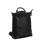 Saar Full-Grain Leather Backpack レディース - Structured Side Profile Showing Gusset Depth &amp; Expansion Capacity