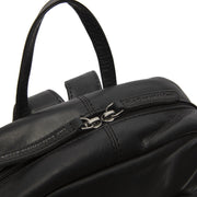 Solid Antique Brass Hardware &amp; Heavy-Duty Dual Zipper Detail on Santana Full-Grain Leather Backpack レディース