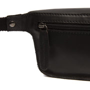 Solid Antique Brass Hardware &amp; Heavy-Duty Dual Zipper Detail on Toronto Full-Grain Leather Belt Bag レディース