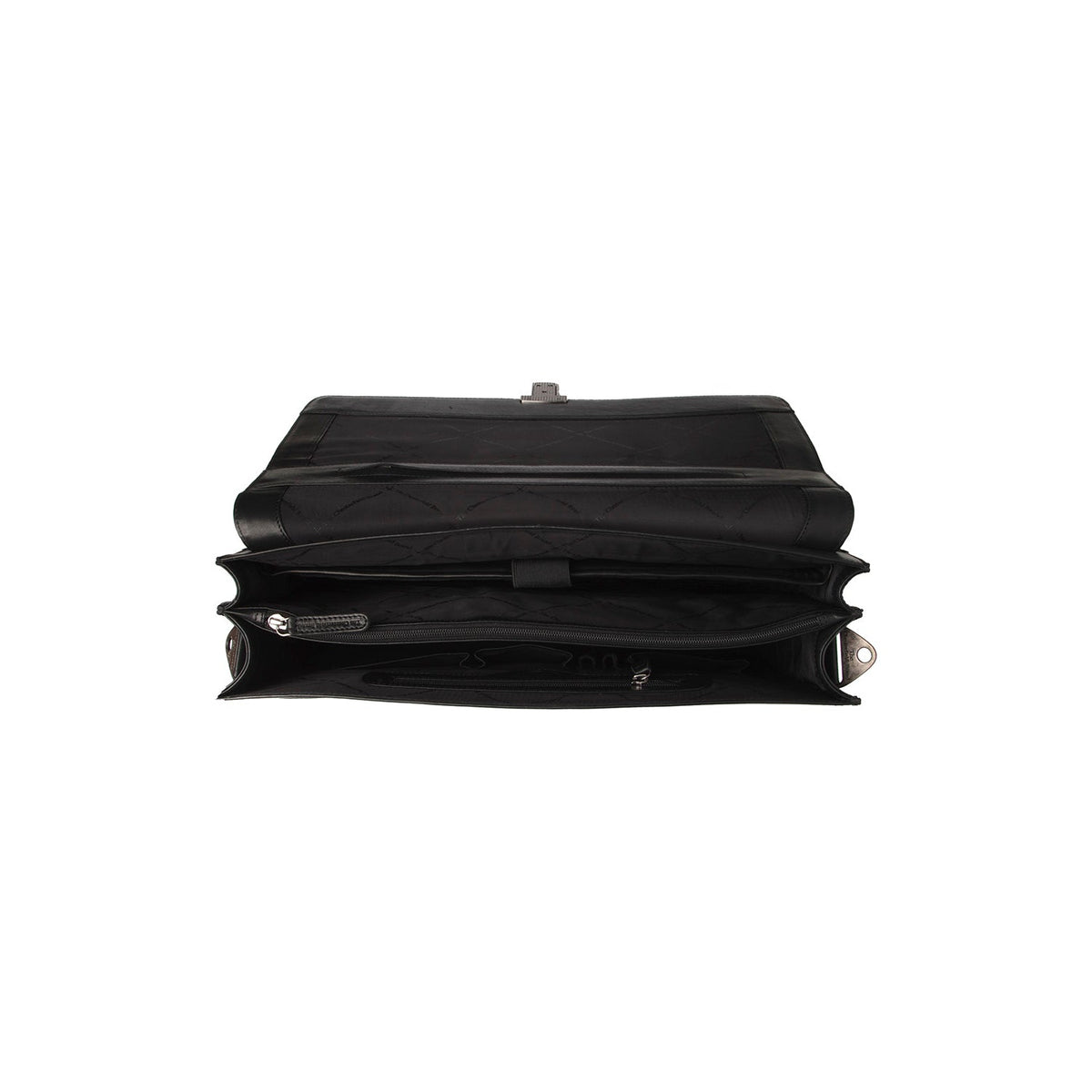 Solid Antique Brass Hardware &amp; Heavy-Duty Dual Zipper Detail on Salvatore Full-Grain Leather Briefcase メンズ