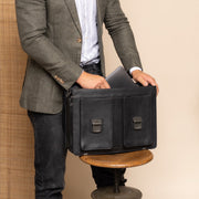 Springfield Full-Grain Leather Briefcase レディース - Structured Side Profile Showing Gusset Depth &amp; Expansion Capacity
