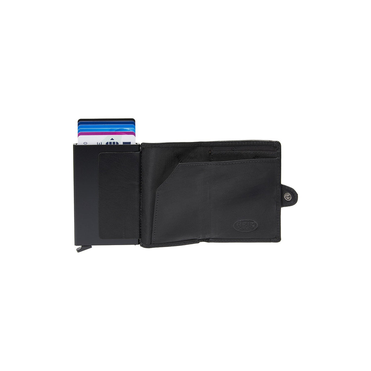Albury Full-Grain Leather Card Holder レディース - Structured Side Profile Showing Gusset Depth &amp; Expansion Capacity