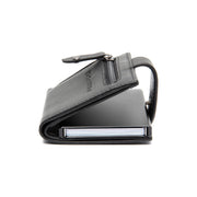 Barrea Full-Grain Leather Card Holder レディース - Structured Side Profile Showing Gusset Depth &amp; Expansion Capacity