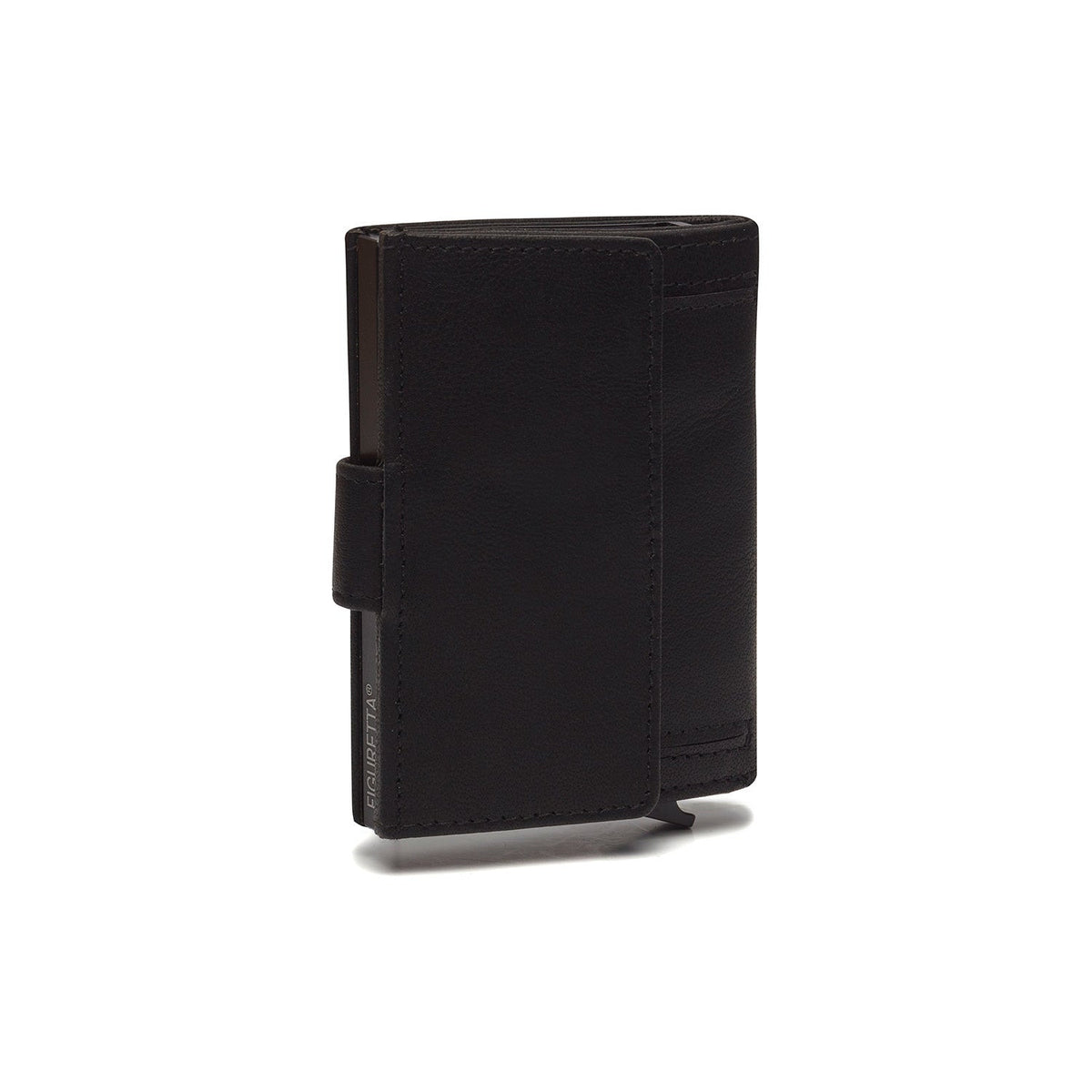 Hannover Full-Grain Leather Card Holder レディース - Structured Side Profile Showing Gusset Depth &amp; Expansion Capacity