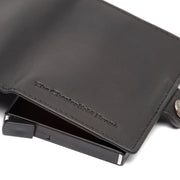 Lagos Full-Grain Leather Card Holder レディース - Structured Side Profile Showing Gusset Depth &amp; Expansion Capacity