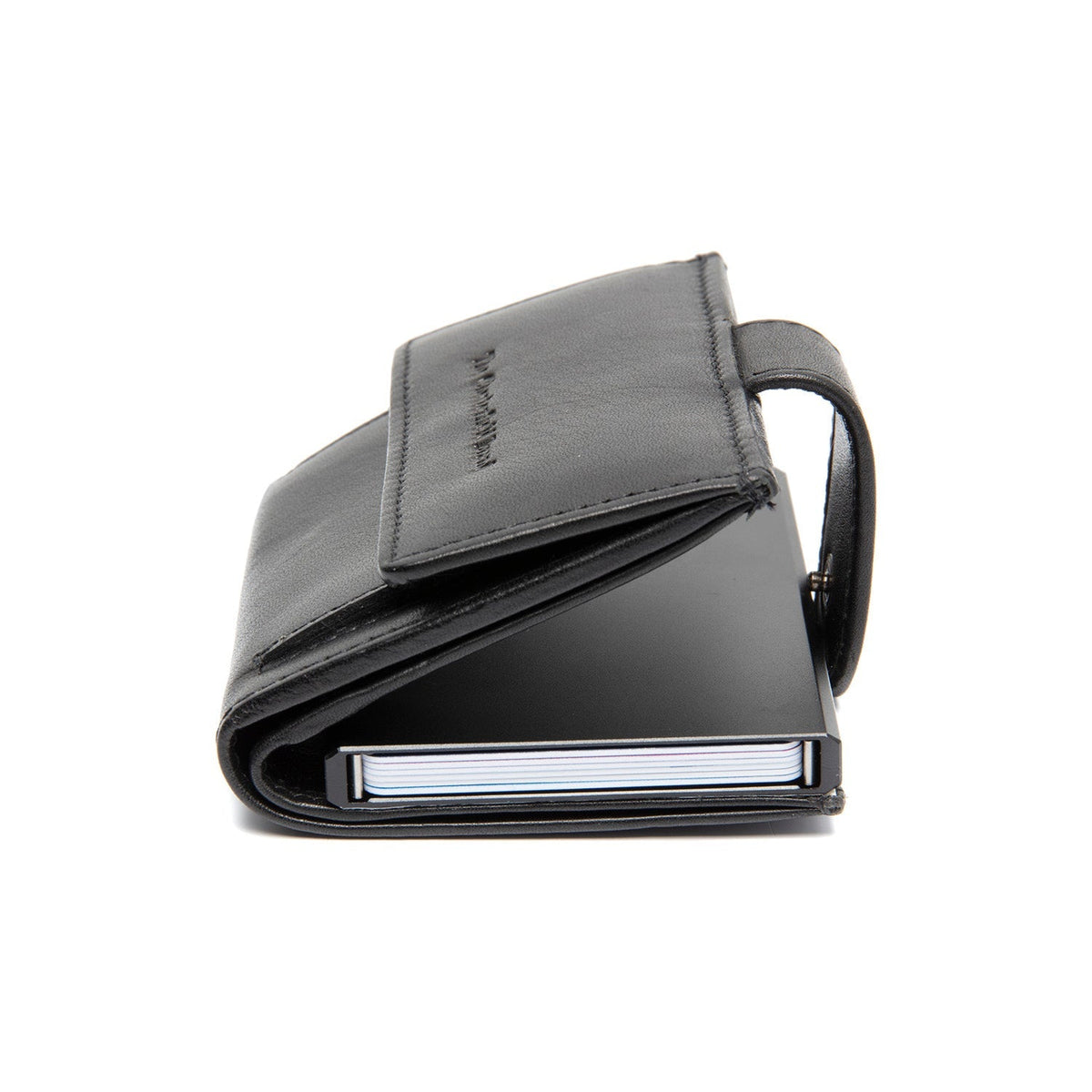 Lesina Full-Grain Leather Card Holder レディース - Structured Side Profile Showing Gusset Depth &amp; Expansion Capacity