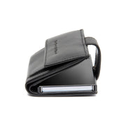 Lesina Full-Grain Leather Card Holder レディース - Structured Side Profile Showing Gusset Depth &amp; Expansion Capacity