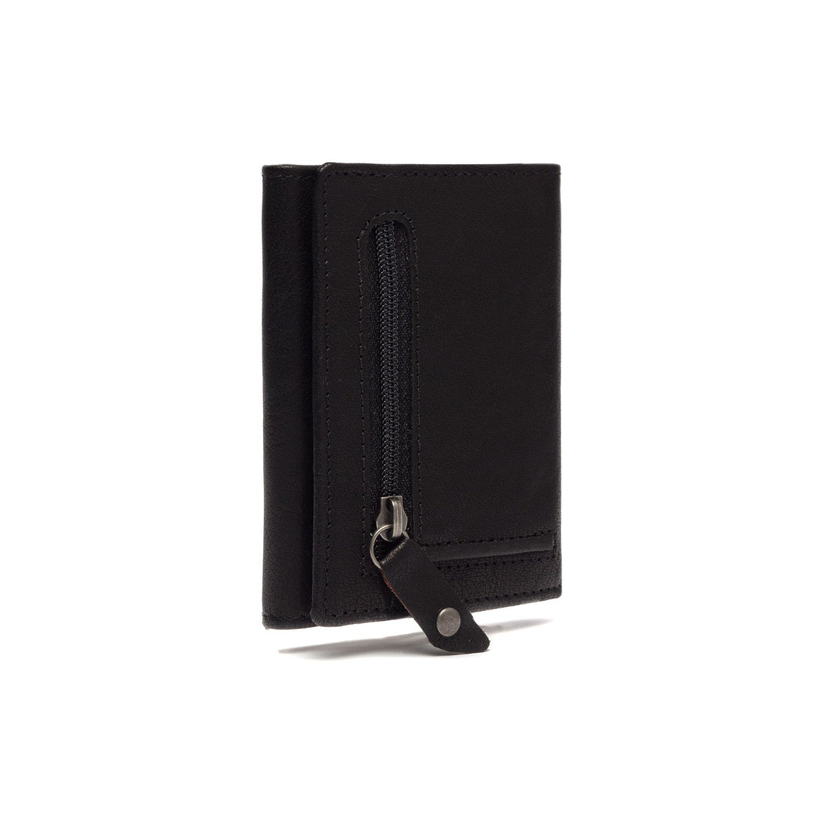 Solid Antique Brass Hardware &amp; Heavy-Duty Dual Zipper Detail on Paris Full-Grain Leather Card Holder レディース