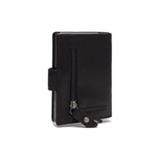 Solid Antique Brass Hardware &amp; Heavy-Duty Dual Zipper Detail on Prague Full-Grain Leather Card Holder レディース