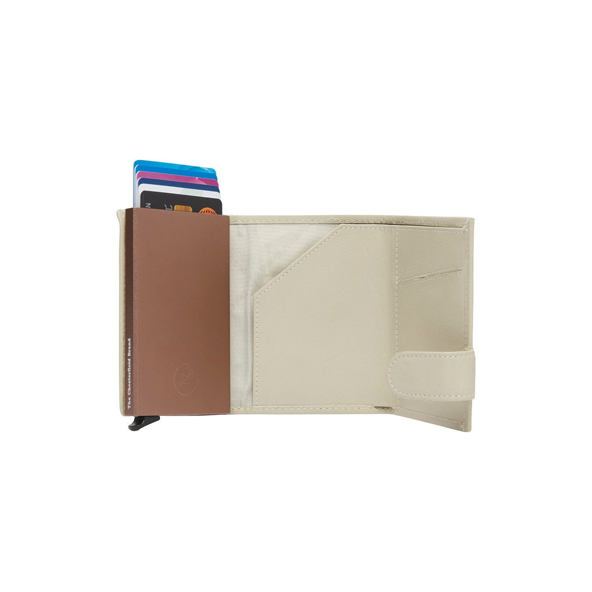 Sabana Full-Grain Leather Card Holder レディース - Structured Side Profile Showing Gusset Depth &amp; Expansion Capacity