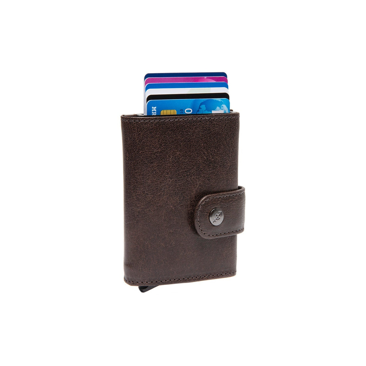 Varrano Full-Grain Leather Card Holder レディース in Classic 100% Full-Grain Leather - Full Exterior Front Profile View | Buy Online