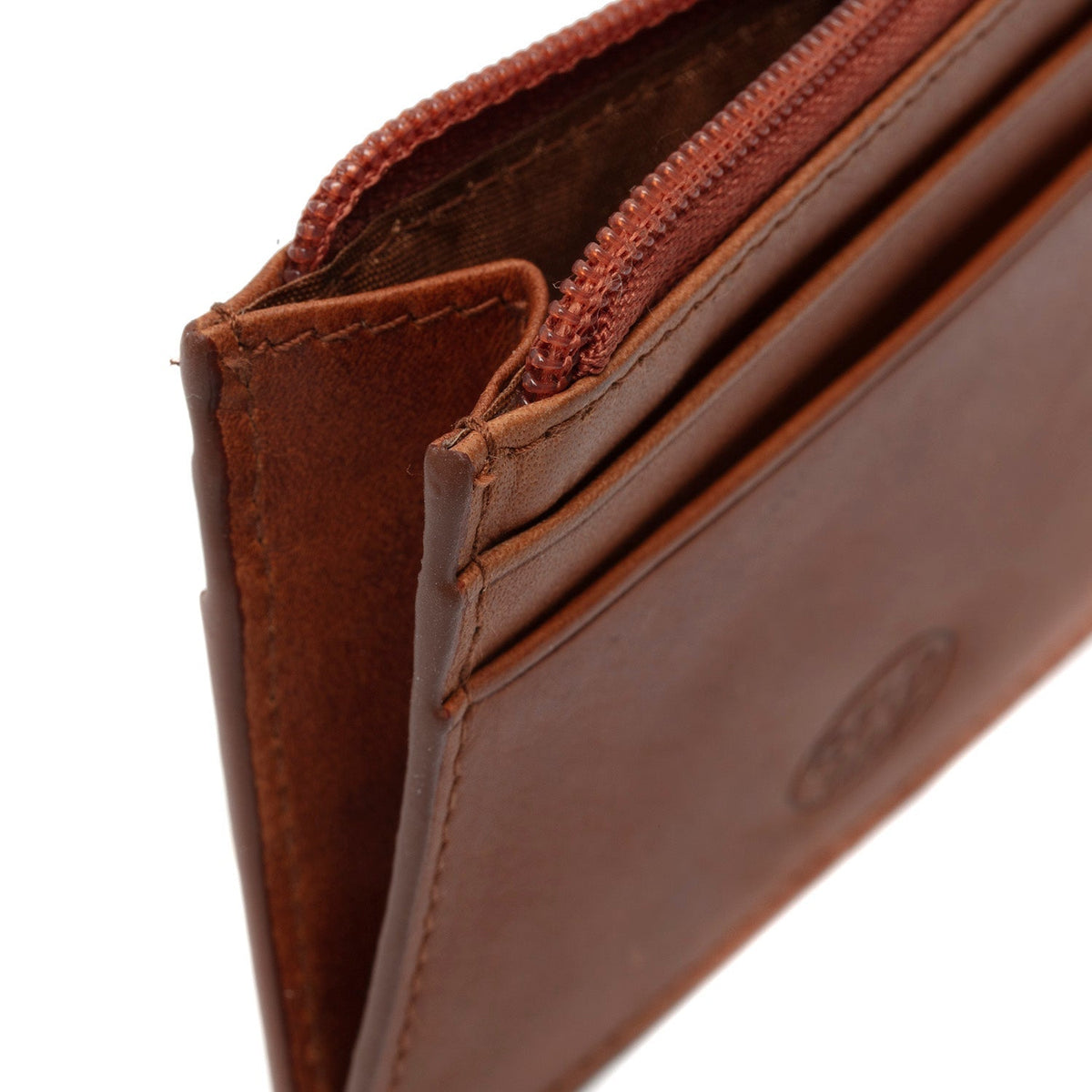 Cognac Leather Card Wallet レディース, detail view 3