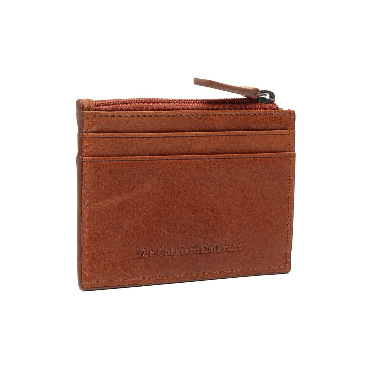Cognac Leather Card Wallet レディース, front view
