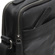 Solid Antique Brass Hardware &amp; Heavy-Duty Dual Zipper Detail on Alva Full-Grain Leather Crossbody Bag メンズ