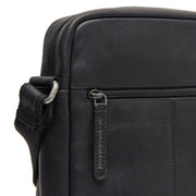 Solid Antique Brass Hardware &amp; Heavy-Duty Dual Zipper Detail on Anzora Full-Grain Leather Crossbody Bag メンズ