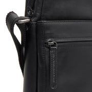 Anzora Full-Grain Leather Crossbody Bag メンズ - Structured Side Profile Showing Gusset Depth &amp; Expansion Capacity