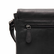 Lunor フルグレインレザー クロスボディバッグ - Structured Side Profile Showing Gusset Depth &amp; Expansion Capacity