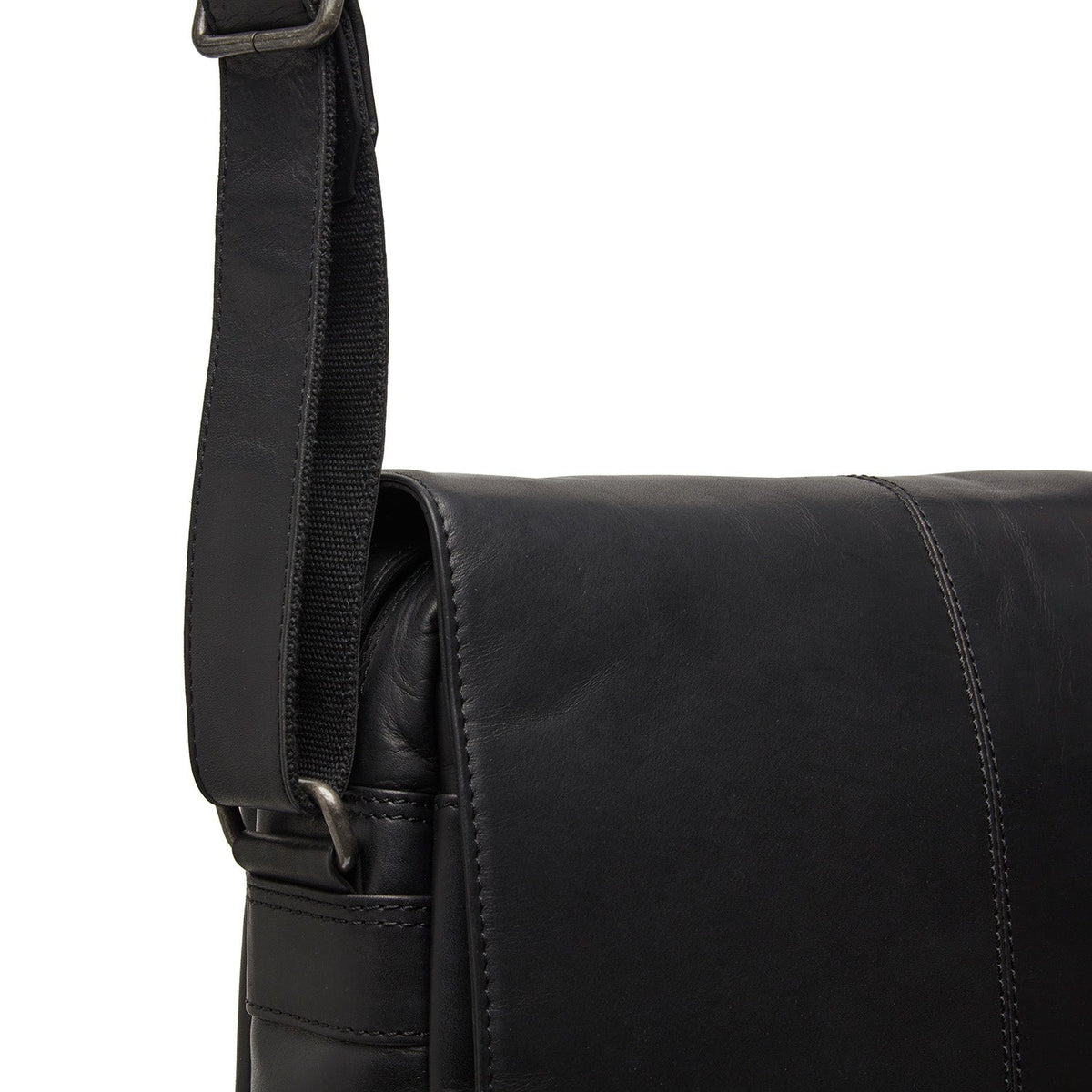 Raphael Full-Grain Leather Crossbody Bag メンズ - Structured Side Profile Showing Gusset Depth &amp; Expansion Capacity