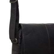 Raphael Full-Grain Leather Crossbody Bag メンズ - Structured Side Profile Showing Gusset Depth &amp; Expansion Capacity