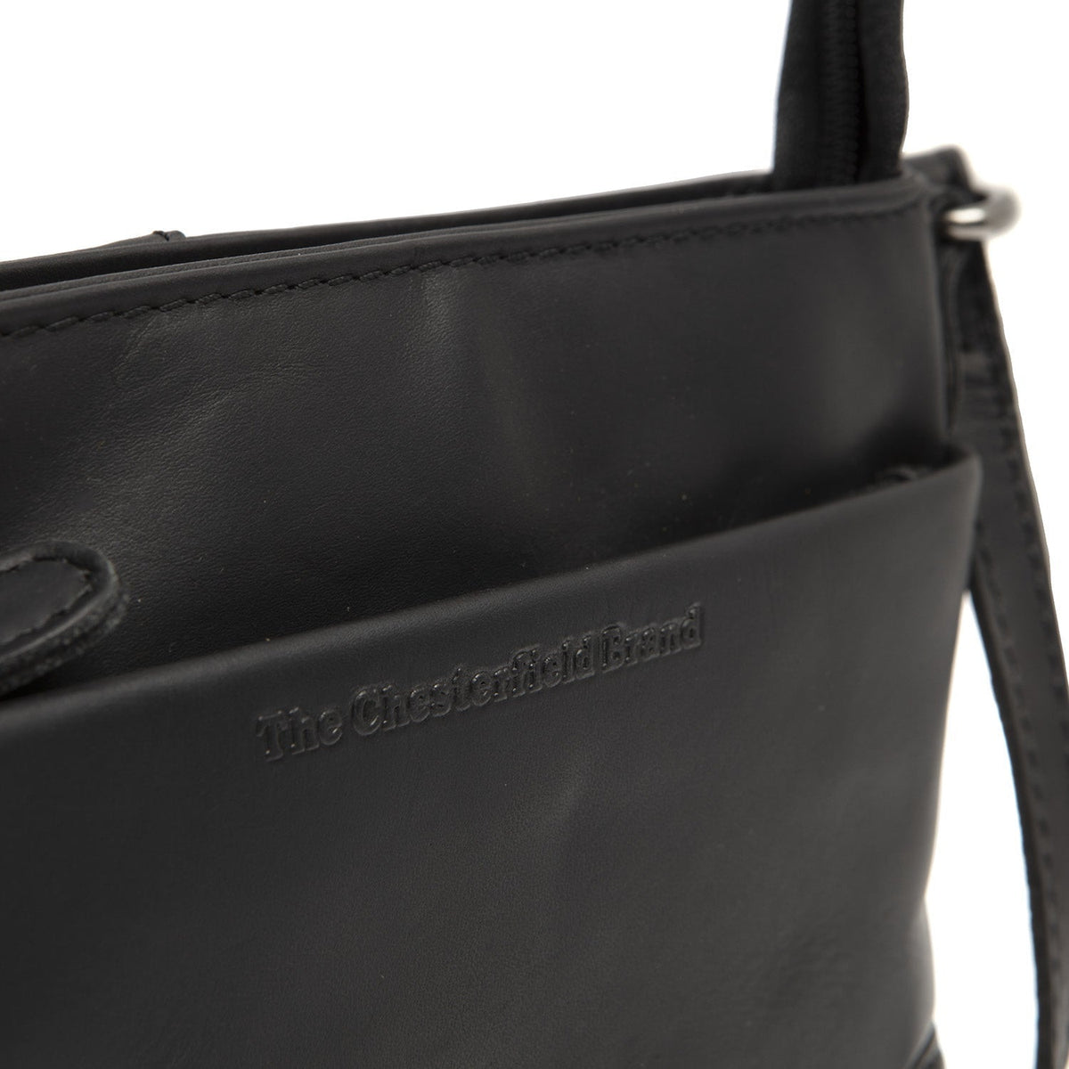 Solid Antique Brass Hardware &amp; Heavy-Duty Dual Zipper Detail on Salerno Full-Grain Leather Crossbody Bag レディース
