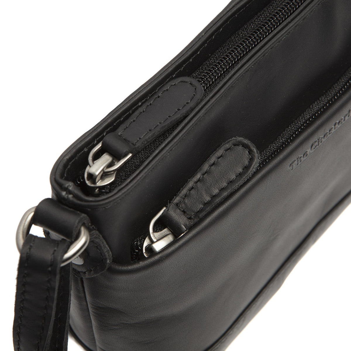Salerno Full-Grain Leather Crossbody Bag レディース - Structured Side Profile Showing Gusset Depth &amp; Expansion Capacity