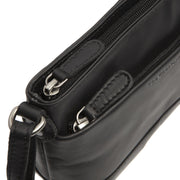 Salerno Full-Grain Leather Crossbody Bag レディース - Structured Side Profile Showing Gusset Depth &amp; Expansion Capacity