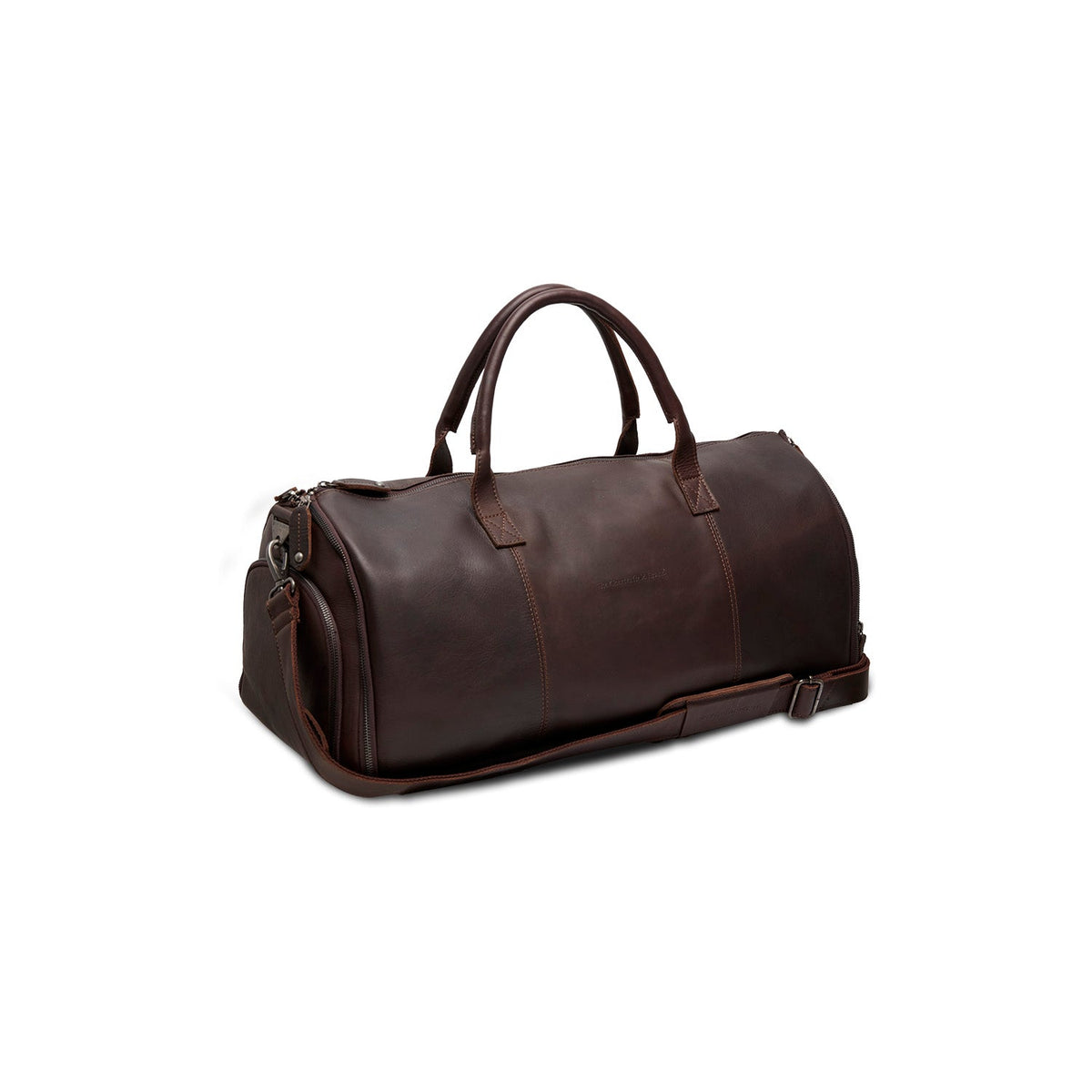 Styled Fit Perspective of Leather Garment Bag Finlay レディース on Model - Natural Daylight Drape